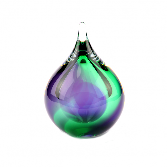 Glazen bubbel urn druppel paars groen