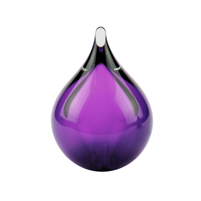 Glazen bubbel druppel urn paars
