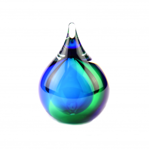 Glazen bubbel druppel urn blauw groen