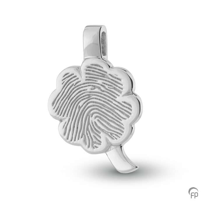 zilveren-gedenkhangertje-vingerprint-klavertje-vier
