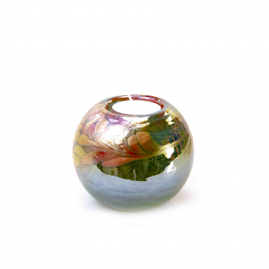 Glazen urn waxinelicht groen multicolor